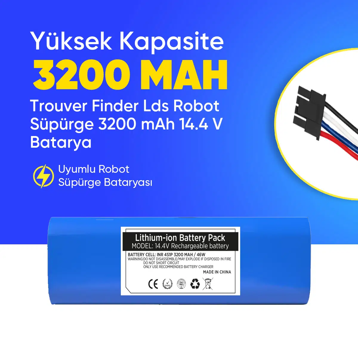 Trouver Finder Lds Robot Süpürge 3200 mAh 14.4 V Batarya – Orjinal Uyumlu Uzun Ömürlü, Yüksek Performans Pil